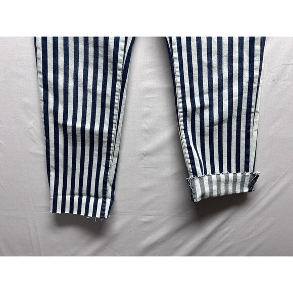 Kensie Vintage Luxe The Allie High Rise Slim Jeans Raw Hem Pinstripe Women’s 8 - Picture 2 of 10
